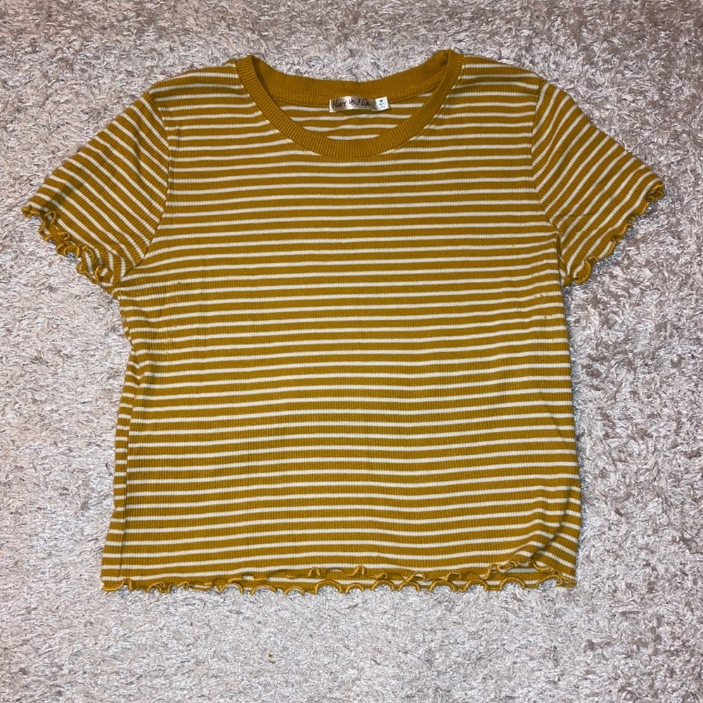 Golden Yellow Striped Crop Top
